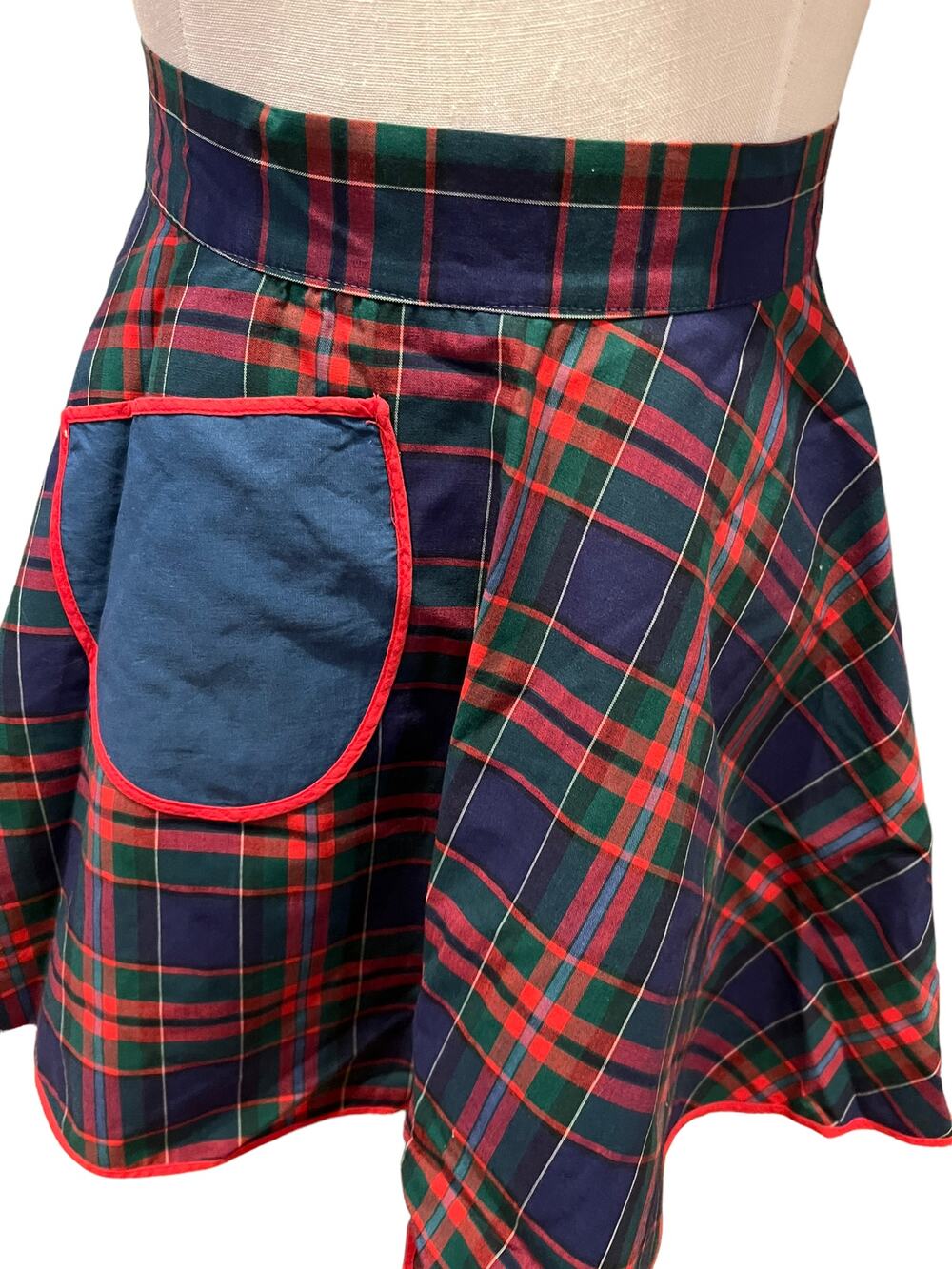 Vintage Tartan Plaid Holiday Half Apron